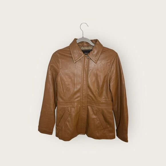 Coach Women’s Leather Full Zip Collared Jacket Brown Size Small - Picture 1 of 6